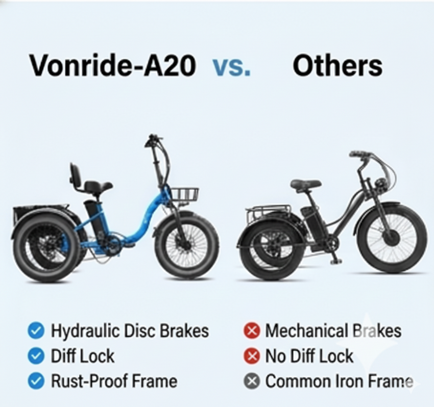 Vonride® A20 foldable aluminum alloy e-Trike